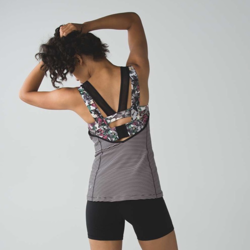 Lululemon Super Sport Tank Pop Stripe Black Mink Berry Fly Butterfly Angel Wing